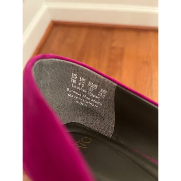 Franco Sarto Diva Pointed Toe Kitten Heel Pump Raspberry Pink Suede Sz 7.5 - Picture 6 of 8